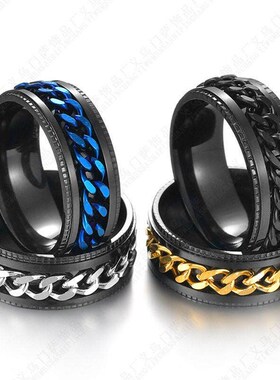 2022 Stainless Steel Rotatable Men Ring Spinner Chain Women
