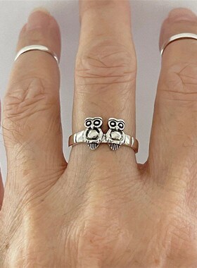 Boho Retro Ring Owl Design Minimalist ChicOwl Design Ring Bo