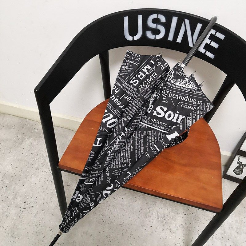 日韩长柄雨伞自动直杆个性男士弯柄英文字母报纸结实英伦风复古伞,淘宝优惠券,粉丝福利购,淘宝优惠卷