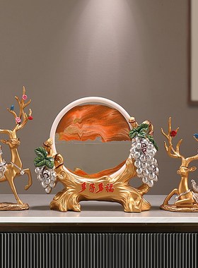 招财鹿流沙画摆件家居客厅酒柜玄关电视柜办公室装饰乔迁新居送礼