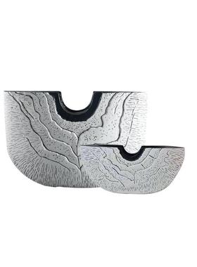 新中式简约现代创意半圆树脂花瓶摆件样板房客厅玄关桌面插花器