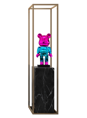 暴力熊展示大理石雕塑台售楼处酒店玄关大堂走廊落地石墩底座摆件