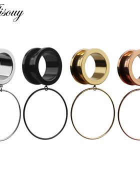Alisouy 2pcs 6-25MM Stainless Steel Ear Plugs and Tunnels Da