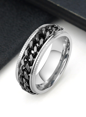 Mens titanium steel can rotate chain ring stainless steel p
