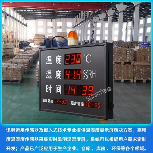 车间仓库温湿度时间工业led显示屏电子看板RS85通讯屏超范围报警 - 图1