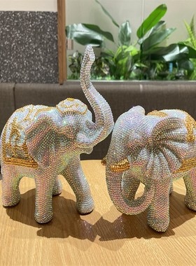 招财大象摆件一对高档创意家居玄关办公室桌面酒柜客厅装饰品摆设