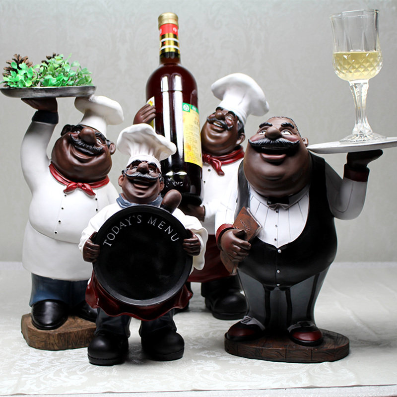 欧式复古创意厨师摆件餐厅咖啡馆家居客厅酒柜装饰品树脂人物摆设,淘宝优惠券,粉丝福利购,淘宝优惠卷