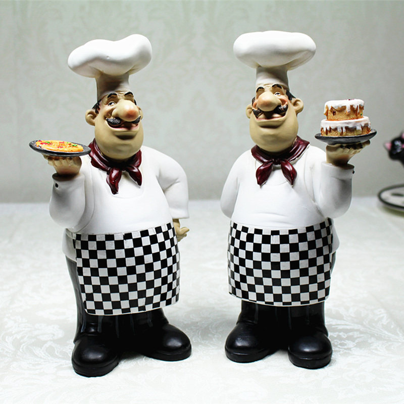 欧式复古创意厨师摆件餐厅咖啡馆家居客厅酒柜装饰品树脂人物摆设,淘宝优惠券,粉丝福利购,淘宝优惠卷