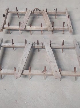 民俗农耕老物件农具木犁木耙水车风车摆件乡村记忆老农民耕耘摆件