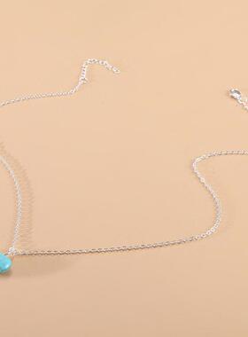 Fashion Turquoise Love Pendant Clavicle Chain Retro Simple H