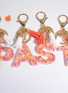 Fashion Soft Clay Stuffed Resin Letter Keychain Women Bag