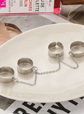 Hip hop Chain Punk Open joint Rings Index Finger Ring set潮