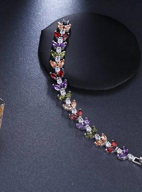 Fashion temperament personality colorful flower zircon brlet