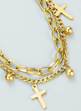 New Fashion Titanium Steel Brlet Double Chain Stacked Geomet