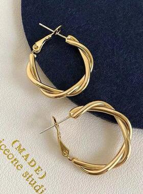 New Circle Twine Twists Hoop Earring for Women Simple Temper