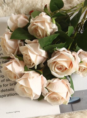 5Pcs Artificial Flowers Silk Rose Long Branch Bouquet for We