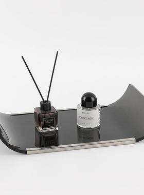 现代极简弧形装饰托盘摆件样板间餐桌室内家居卧室客厅收纳盘饰品