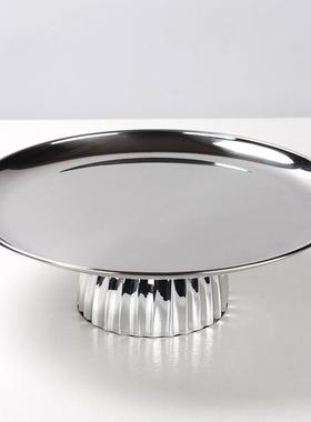 简约现代几何高脚圆形水果盘摆件售楼处样板间家居桌面收纳托盆