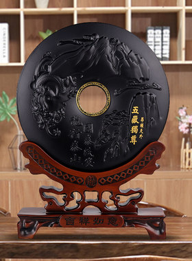 泰山玉平安扣墨石敢当摆