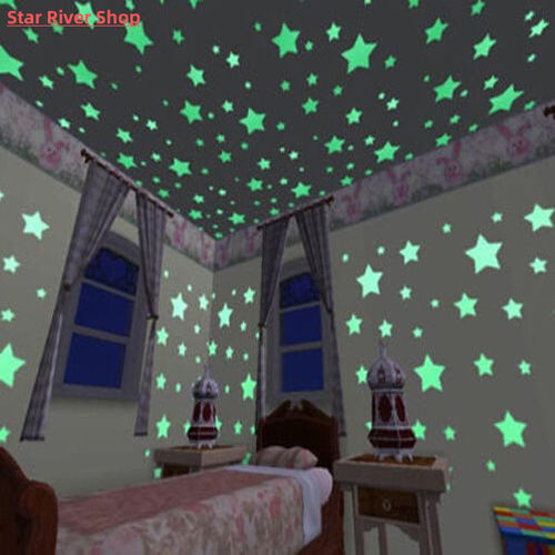 50pcs 3D Stars Glow In The Dark Wall Stickers Luminous Fluor - 图1