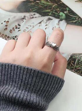 Vintage rendy LOVE Heart Adjustable Rings Punk Hip Pop Angle