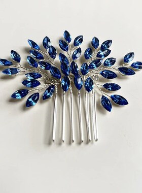 Blue Color Plant Women Hair Combs Head Decoration Ornament W