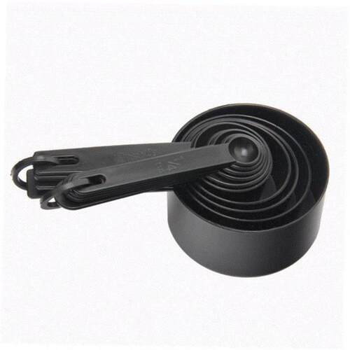 10 black plastic measuring spoons cups set tools for baking - 图0