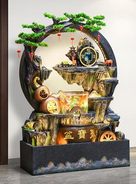 假山流水喷泉客厅水幕墙循环水聚宝盆景观招财办公室落地装饰摆件