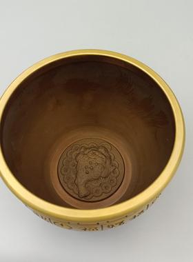 古玩铜器收藏铜摆件 福字花纹铜缸中号 家居装饰创意礼品工艺品