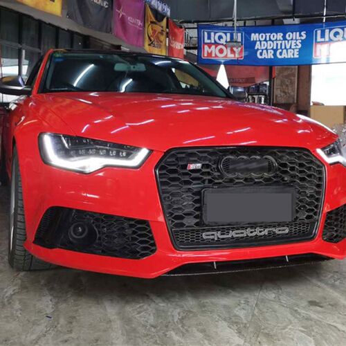 12-18款A6L包角款大包围A6LC7改装老改新RS6前杠后唇矩阵大灯银耳 - 图0