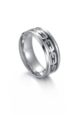 Geometric personality chain ring mens 316 stainless steel r