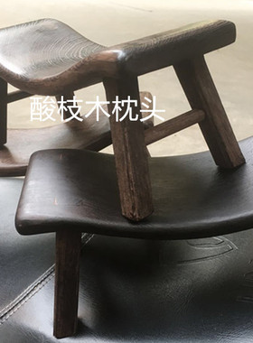越南进口特色实木工艺品黑檀枕头养生保健颈椎硬枕红木凉枕小板凳