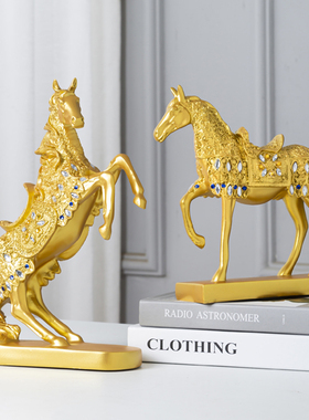 客厅酒柜装饰品马到成功摆件办公室桌面小摆设乔迁新家开业工艺品