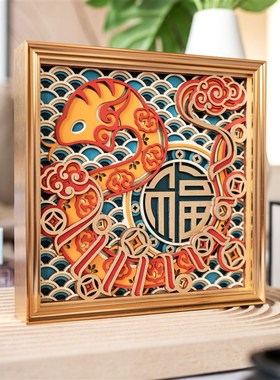 梯木叠雕2025新年创意桌面装饰摆件高级感小众乔迁礼物酒柜工艺品