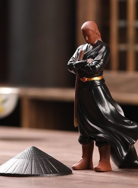 创意两用紫砂茶宠摆件江湖侠客陶瓷茶滤茶漏功夫茶具茶道配件茶玩