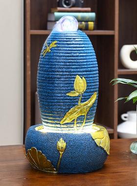 现代风水球流水小喷泉招财摆件客厅办公室景观桌面加湿器开业礼品