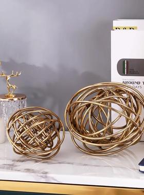 金属家居工艺品别墅样品房软装铁线球书房客厅现代简约装饰摆件