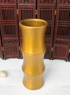 铜香筒摆件仿古铜器竹节香插大号香炉佛堂家居香桶