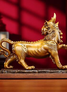 铜欣祥 黄铜瑞兽《谛听》摆件 办公室家居礼品