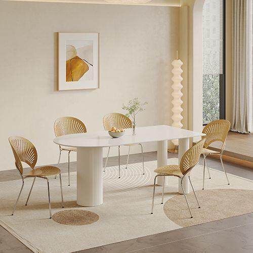 奶油风岩板餐桌创意家用小户型半椭圆吃饭桌法式极简岛台餐桌一体,淘宝优惠券,粉丝福利购,淘宝优惠卷