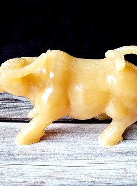 天然黄玉牛摆件玉石狗鼠牛虎兔龙蛇马羊猴鸡狗猪十二生肖动物现代