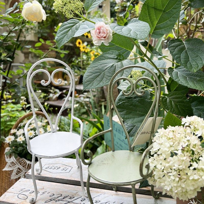 法式复古做旧铁艺迷你小椅子摆件装饰花园杂货微景观装饰2色,淘宝优惠券,粉丝福利购,淘宝优惠卷
