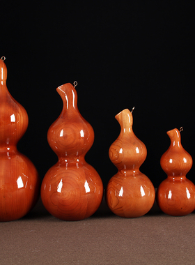 桃木葫芦摆件家居饰品大号客厅摆设办公室木雕礼品送礼装饰过年