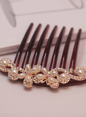 Pearl Seven-tooth Comb Hair Comb Inlaid Rhinestone Coil Hair