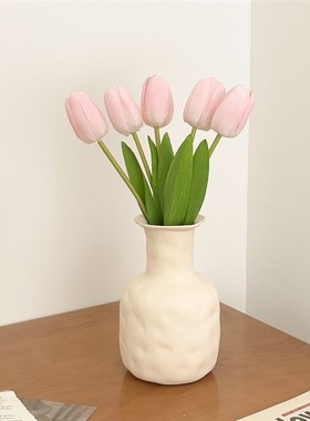 高档郁金香假花仿真花摆设装饰花卉餐桌花摆花电视柜装饰花艺摆件