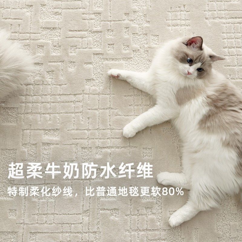 超柔防水202新款客厅地毯免洗可擦奶油风卧室床边垫定制意式极简,淘宝优惠券,粉丝福利购,淘宝优惠卷