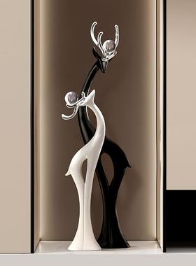 贝汉美轻奢客厅沙发电视柜旁边大型落地摆件玄关饰品高档乔迁礼物