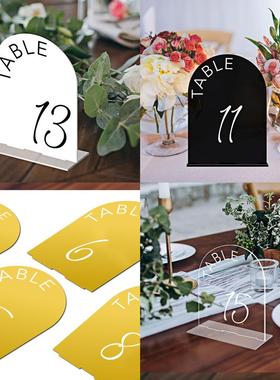 BTU327-329立体亚克力数字婚礼桌号牌桌位席位牌DIY印刷镜面摆台