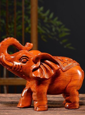 木雕大象摆件大号一对实木质雕刻家居客厅电视柜玄关摆设工艺礼品
