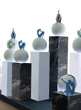 酒店别墅艺术摆件落地现代简约创意蓝色人物雕塑人像树脂抽象装饰